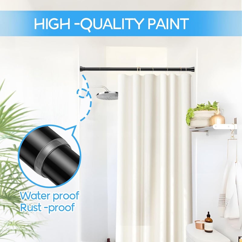 ZipGlo Tension Curtain Rod Black Tension Rod 2pcs Spring Curtain Rod Non Slip Tension Rods For Windows 28 to 48 Inch No Drilling Adjustable Tension Rods of Curtain Window Closet Kitchen Wardrobe - Image 2